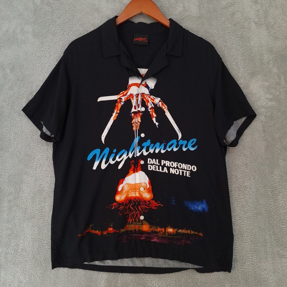 Nightmare On Elm Street Shirt Men Medium Button Italian Camp Horror Double-sided